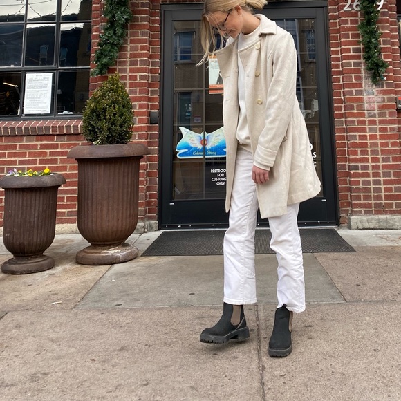 mac & jac womens pea / trench / long coat cream color - Picture 2 of 6